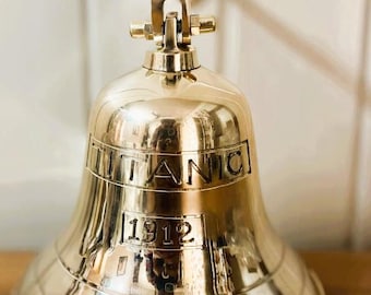 Titanic Brass Hanging Bell: Engraved Vintage Style Decor bell | Ship vintage-bell | Wall mounted door-bell |