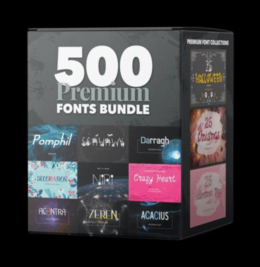 500 Premium Fonts Bundle - Etsy