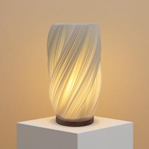 Table Lamp,3D Printed Artistic Bedside Table Lamp, Home Decor Lamp with Solid Wood Base, Charming Designer Lamp ，Gifts for mom