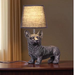 Corgi Table Lamp | Handmade Resin Dog Lamp | Cozy Bedside Night Light | Adorable Gift for Dog Lovers & Home Decor