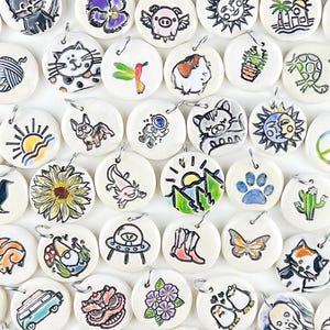 Hand Painted Ceramic Pendant Necklace, Build Your Own Charm Jewelry