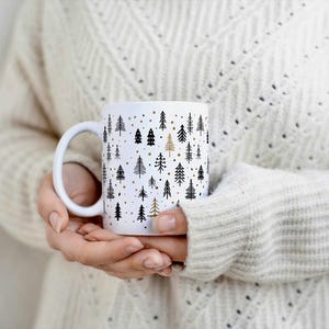 Christmas Mug, Festive Forest Mug, Winter Gift, Christmas Gift, Holiday Gift, Rustic Mug