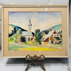 市場の風景 水彩画 作者不明 オリジナル水彩画、「街の風景」、1900 年頃、作者不明 - Etsy 日本