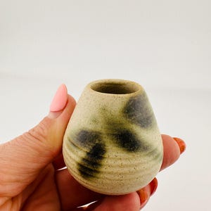 Tiny Studio Pottery Vase – Handmade Ceramic Bud Vase – Rustic Mini Pot – Wabi Sabi Stoneware Decor – Small Artisan Vessel.Dragonfly motif