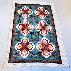 Large Vintage Scandinavian Wool Tapestry: Folk Art Embroidery