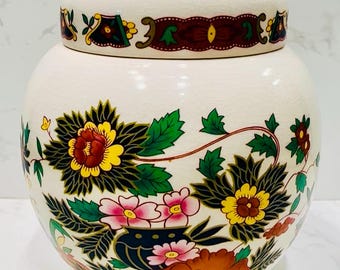 Vintage Sadler Ginger Jar: English Floral Kitchen Decor