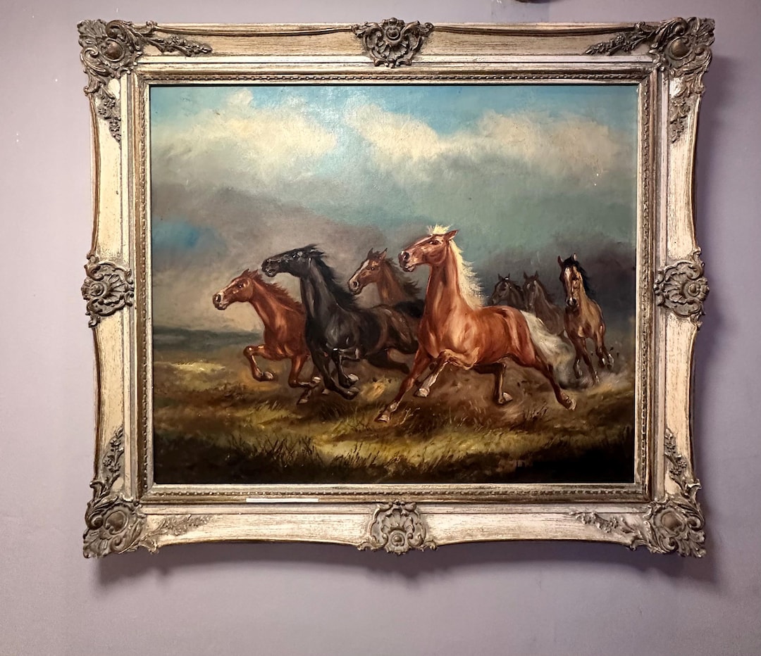 Hans Riedmann Original Oil Painting by Hans Riedmann Wild Horses Signed Vintage ...