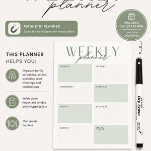 Magnetischer Wochenplaner für Kühlschrank – Planificador familiar, plan de trabajo y organizador imagen 5