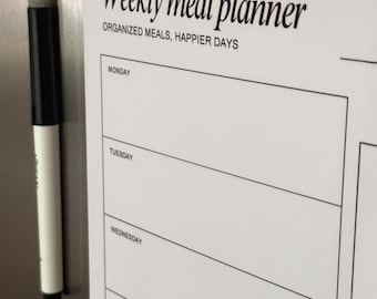Planificador de comidas semanal magnético para nevera / Tablero de menú reutilizable / Organizador de cocina familiar