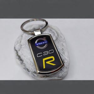 Chroommetalen sleutelhanger gemaakt met aangepaste afbeelding erop voor auto-logo zoals C30 volvo accessoire gratis geschenkdoos