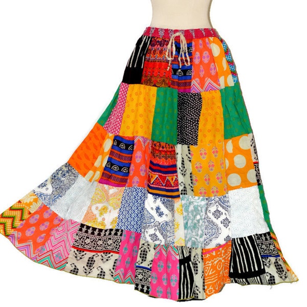 Boho chic skirt, Patchwork skirt, women skirt, plus size skirt, unisex skirt, indian prints, handmade, fashion,hippie skirt,batik skirt