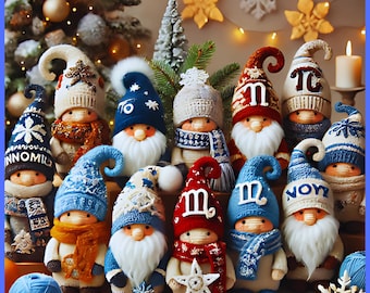 Zodiac Gnome Crochet Pattern, 12 Amigurumi Gnomes