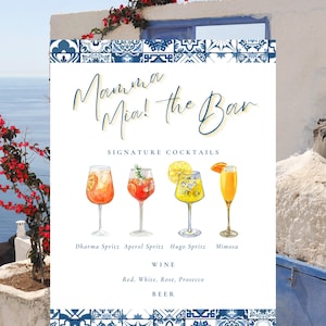 Mamma Mia! Mittelmeer, Griechenland inspiriert Spritz Bar Menü Schild, Hochzeit, Brautparty, Geburtstag, anpassbar, Unterschrift 8,5 "x 11"