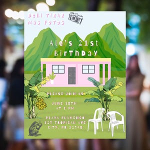 DTMF Bad Bunny Inspired Birthday Invite Template, 21st Birthday, Customizable, Puerto Rico, Debi Tirar Mas Fotos