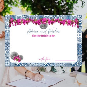 Conseils sur le thème méditerranéen de Mamma Mia pour la mariée Modèle de carte, Shower nuptiale, anniversaire, personnalisable, Grèce, Santorin 4 x 6 po