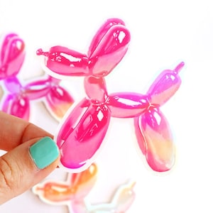 Holo Ballon Hunde Vinyl Aufkleber - 3 Farben | Witzige Dopamin Dekor Holographische Vinyl Aufkleber Von Künstler