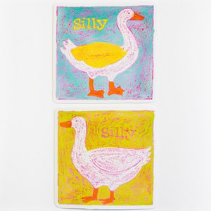 Lustige Alberne Gans Aufkleber - Vinyl Aufkleber Nach Originalen. Skurrile Ästhetik. Öl Pastell Kunstwerk. Spaß und Verspielter Laptop Aufkleber