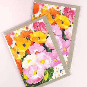Market Day Flowers Blank Art Greeting Card For All Occasions - Original Feminine Colourful Oil Pastel Artwork 4x6 Card By Australian Artist