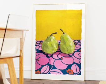 Bright, Colourful & Fruity Art Print | Fun, Modern, Contemporary Still Life | Original Oil Painting | Kitchen / Dining Room Wall Decor