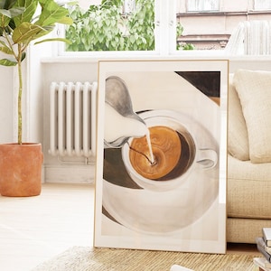 Morning Coffee Art Print | Perfect  Coffee Bar Artwork | Kitchen, Cafe, Dining Room Print | Mid Century | Espresso Lover Wall Decor / Gift