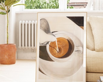 Morning Coffee Art Print | Perfect  Coffee Bar Artwork | Kitchen, Cafe, Dining Room Print | Mid Century | Espresso Lover Wall Decor / Gift