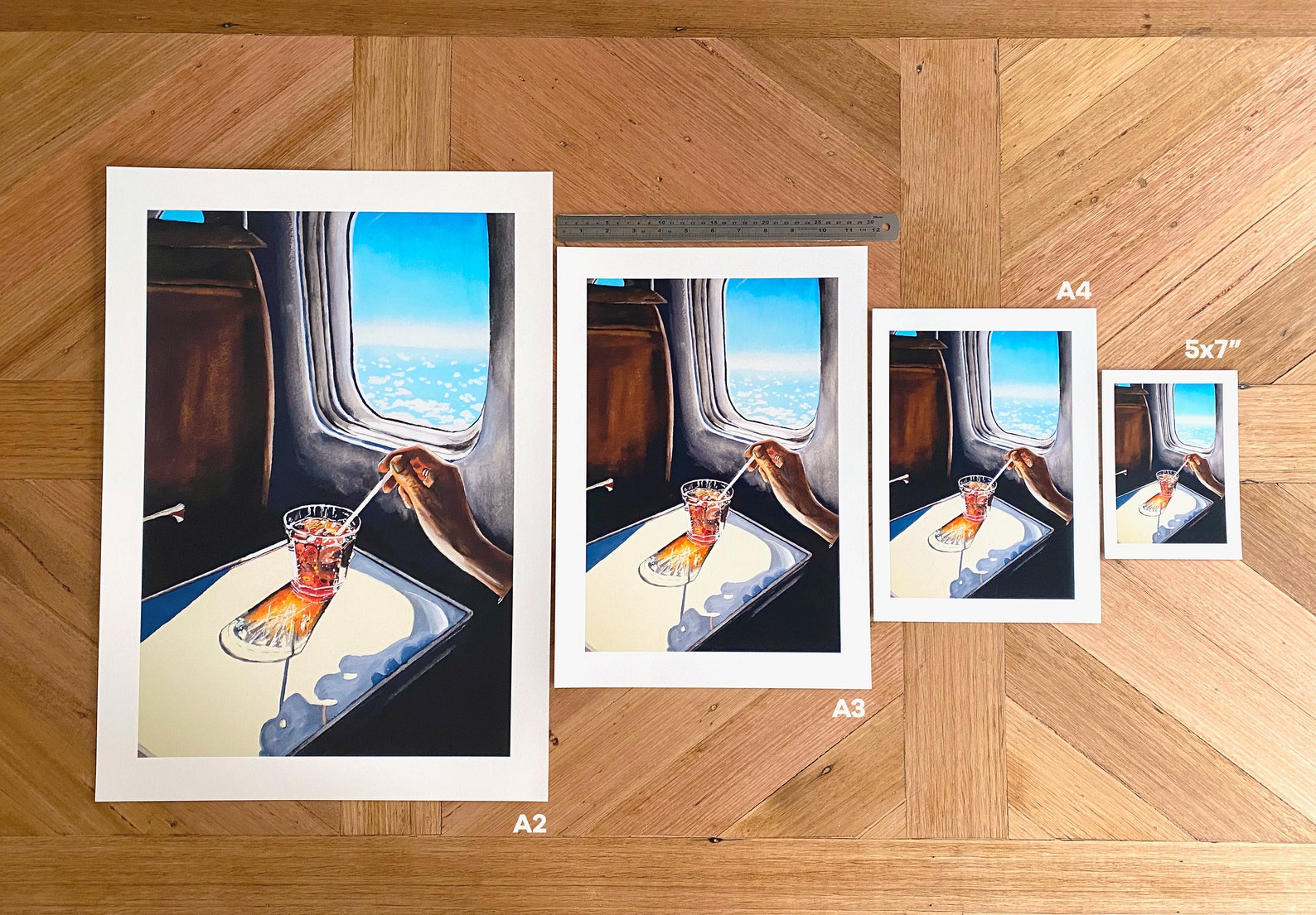 Glass in Airplane Art Print Retro Mid Century Mad Men Etsy