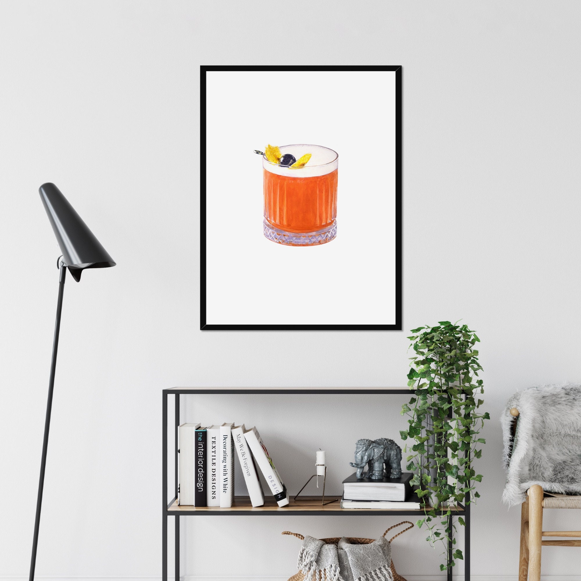 Amaretto Sour Cocktail Art Print | Watercolor Original Painting 