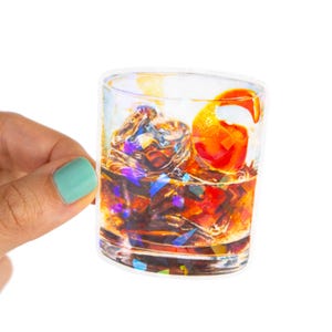 Pegatina Prisma de Cóctel Clásico - Vinilo Artístico con Bebidas Exóticas. Pegatina de Menú de Cóctel. Adhesivo para Laptop o Botella de Agua.