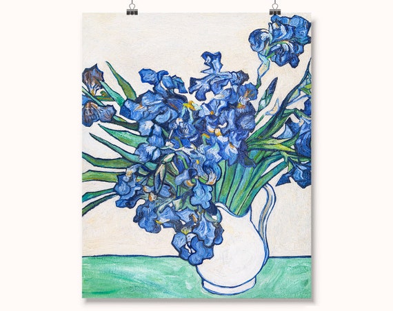 Van Gogh Study Art Print Iris Flowers Blue Floral | Etsy