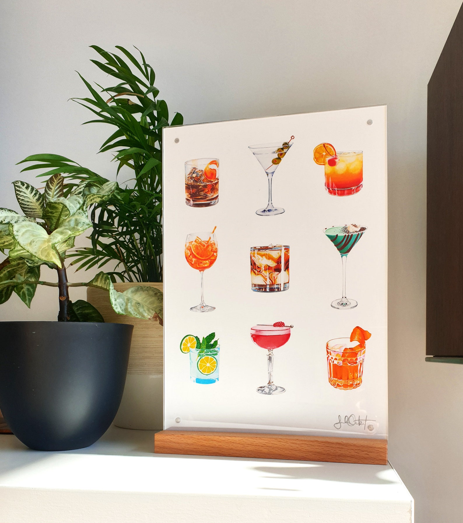 Cocktail Drinks Print | Bar Cart Wall Art Poster | Kitchen Dining Room ...