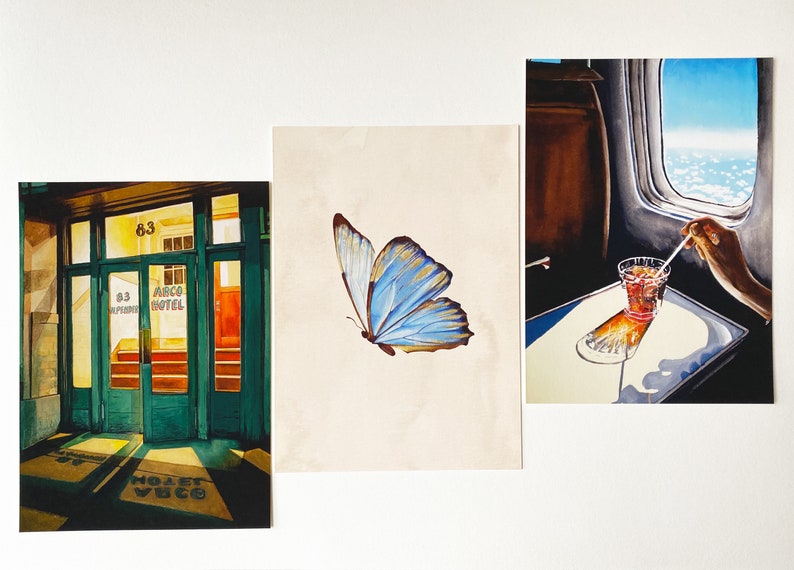 Glass in Airplane Art Print Retro Mid Century Mad Men Etsy