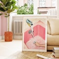 Vintage Pink Bathroom Art Print | Retro Watercolour Femme Painting | Eclectic Wall Decor Framed Print | Girly Modern Aesthetic | LGBT Art