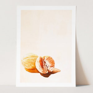 Modern Still Life Watercolor Art Print | Oranges Citrus Fruit | Minimal Modern, Feminine Aesthetic | Soft Neutral and Organic Tones | Vegan