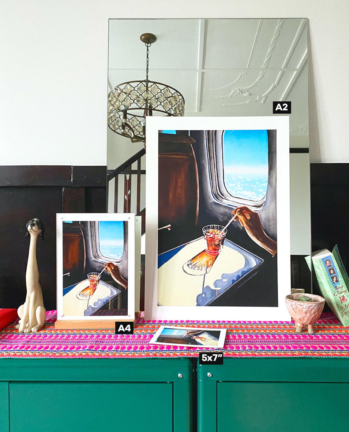 Glass in Airplane Art Print Retro Mid Century Mad Men Etsy