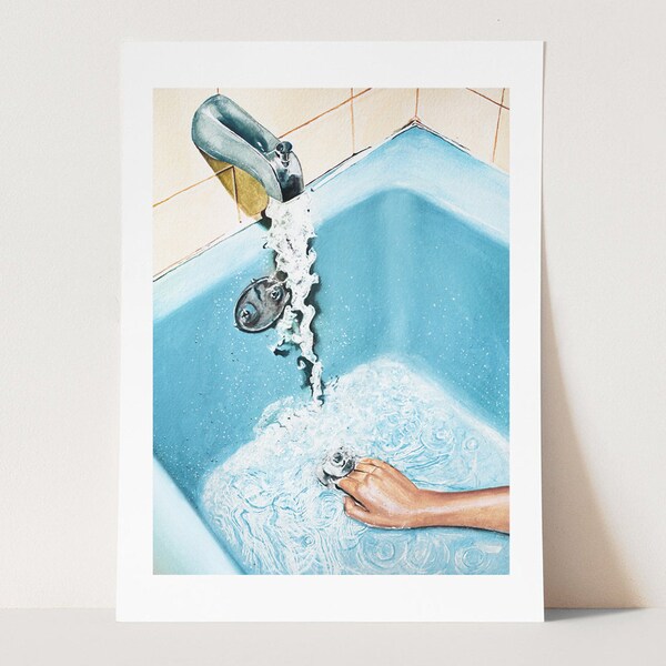 Blue Bathroom Art Etsy