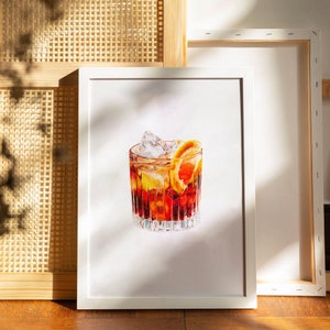 Cocktail Art Prints: Negroni Framed Watercolor Drink Painting Dining Room / Kitchen Bar Cart Alcohol Gift For Him Original Artwork image 10