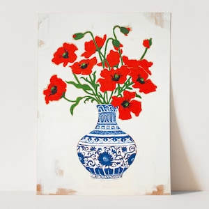 Poppy Flowers Art Print | Original Still Life Oil Painting | Bright Floral Artwork | ANZAC | Modern Australian Art | Mothers Day Gift