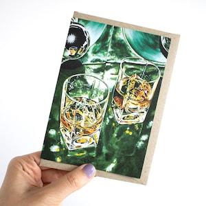 Retro wenskaart van origineel nostalgisch kunstwerk - Vaderdag / Voor papa / Mannelijke kunstkaart - Bar / Whisky Scotch lege kunstkaart
