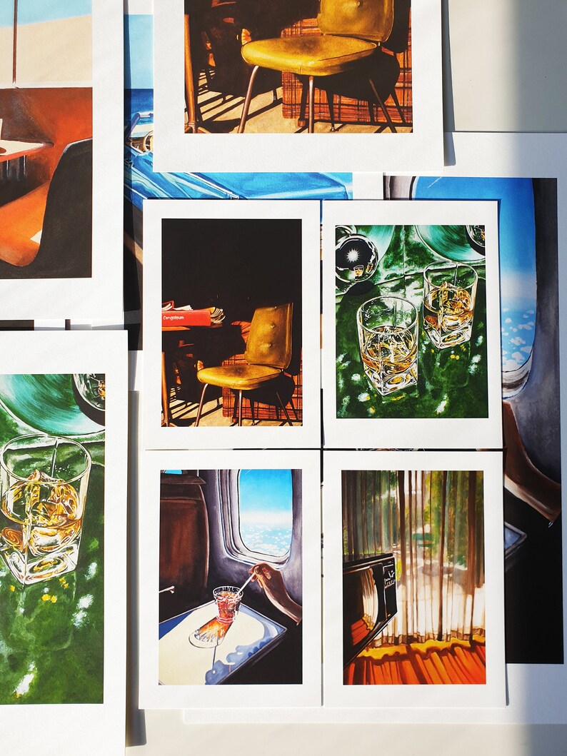 Glass in Airplane Art Print Retro Mid Century Mad Men Etsy