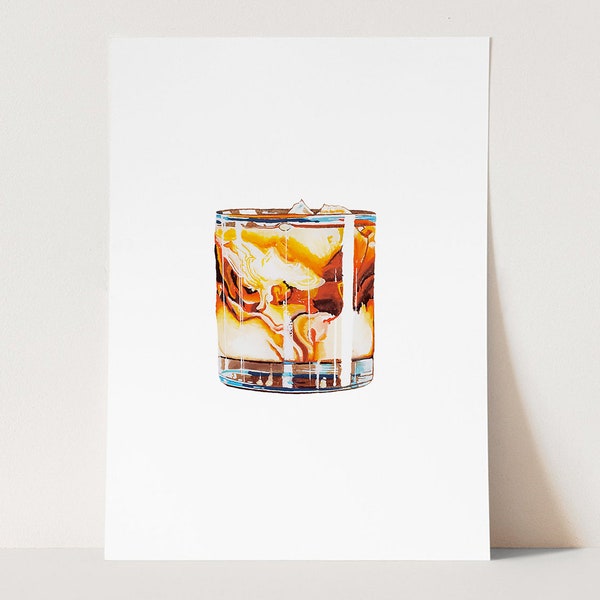 Cocktail Art Prints: White Russian | The Dude Abides | Pop Culture Painting | Kitchen / Dining / Bar Cart Art | Alcohol Art | Gift For Him