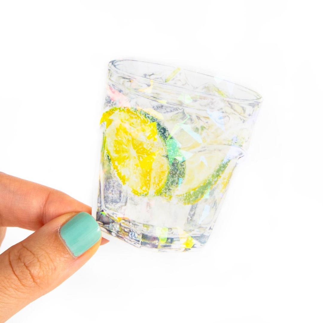 Tonic Sticker Gin & Tonic Cocktail Prism Sticker - Quirky, Colourful Vinyl Art ...