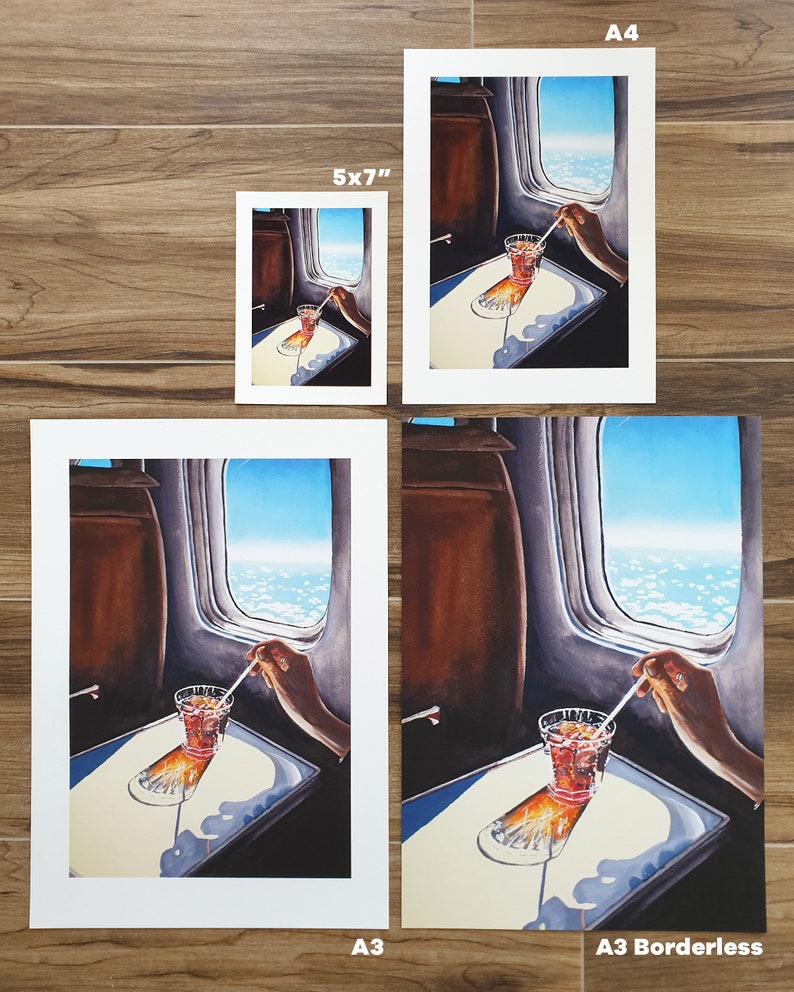 Glass in Airplane Art Print Retro Mid Century Mad Men Etsy
