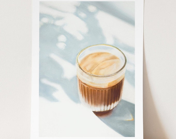 Afternoon Coffee Fine Art Print | Framed Watercolor Painting | Kitchen Dining Room Decor | Bright Light Aesthetic | Gift For Coffee Lovers!