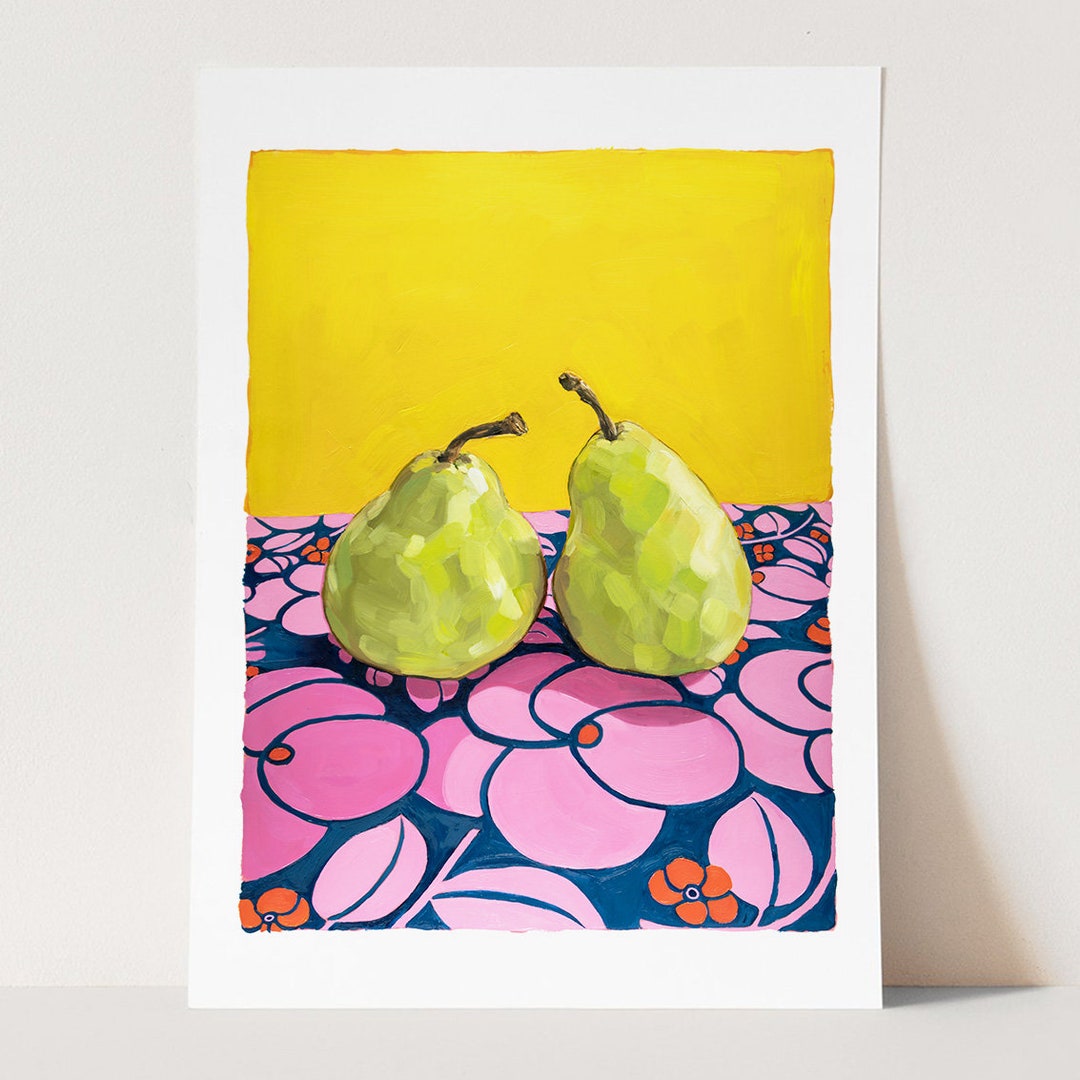 Bright, Colourful & Fruity Pears Print Fun, Modern, Contemporary Still