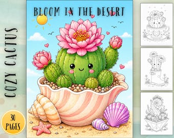 Cozy Cactus Coloring Book for Adults – Cute Relaxing Pages, ADHD-Friendly Simple Designs, Calming Printable PDF