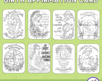 Cartes à colorier avec affirmation positive, Coloriage grossesse, Naissance du travail, Coloriage avec affirmation positive, Inspiration, Motivation, Coloriage relaxant