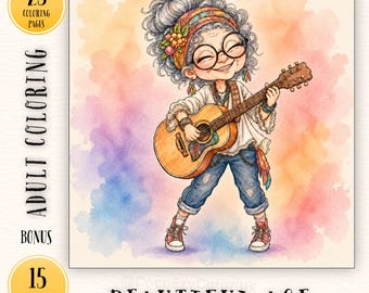 Beautiful Age Coloring Book for Adults, Cozy Grandma Coloring Pages, Cute Funny Gran Printable PDF, Relaxing Stress Relief Art