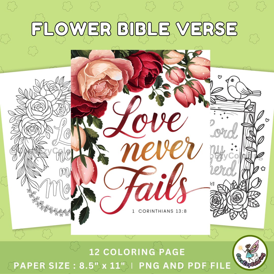 Flower Bible Verse Coloring Page Coloring Pages for Teen and Adults ...