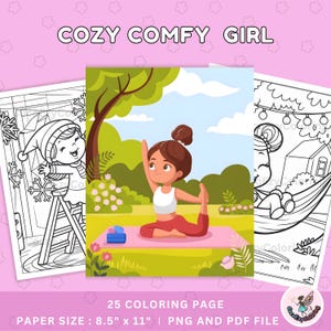 Kawaii Comfy Girl Coloring Book: 25 Printable Pages (PDF)