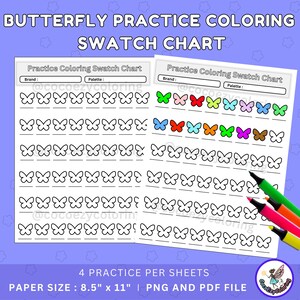Butterfly Coloring Swatch Chart: Practice Color Palette (PDF)